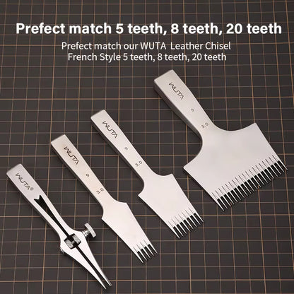 WUTA 2-6mm Adjustable Pricking Iron French Style Leather Chisel Professional Sharp Belt Hole Punching Skin Stitching Craft Tools