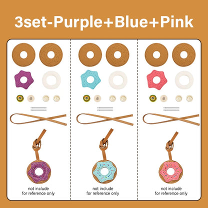 Semi-finished Leather Kit for DIY Donut Bag Charm Pendant Material Genuine Leather Bags Pendants Donuts Cute Gift