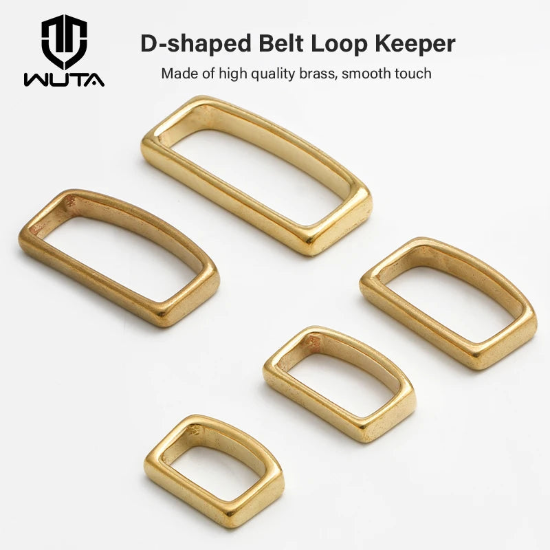 D-Shape Belt Keeper Solid Brass  Belt Strap Loop Ring Buckle | WUTA