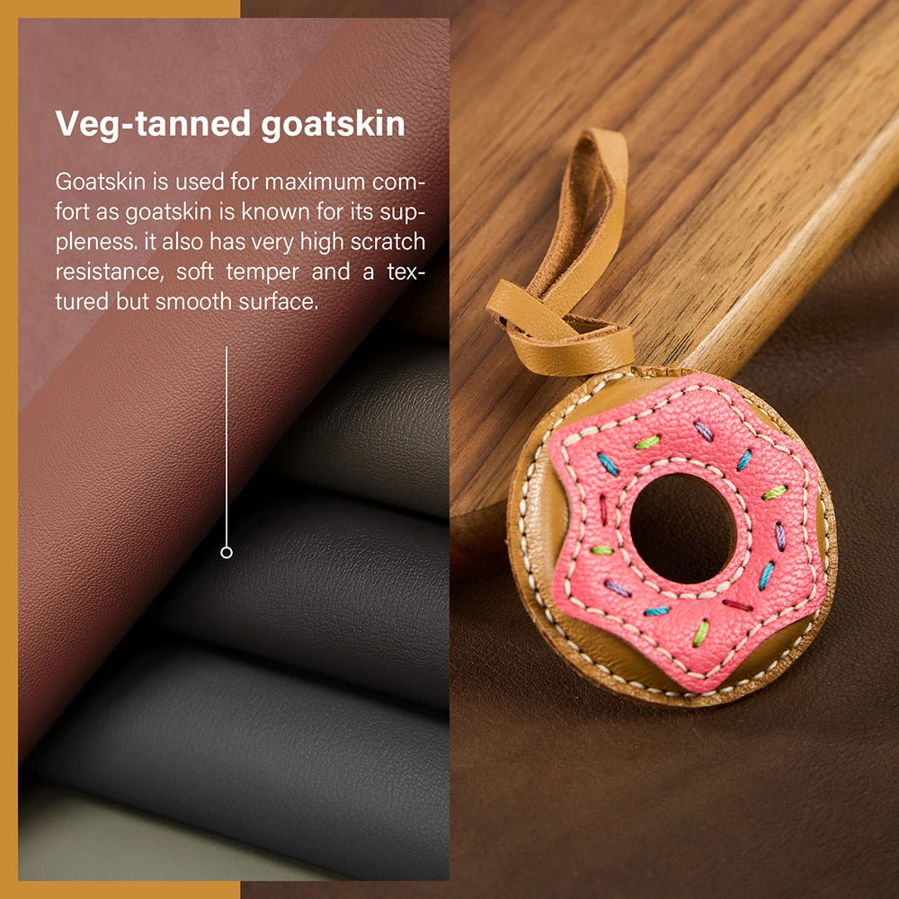 Semi-finished Leather Kit for DIY Donut Bag Charm Pendant Material Genuine Leather Bags Pendants Donuts Cute Gift