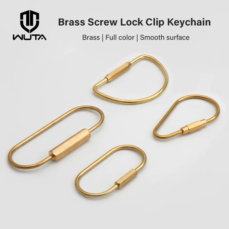 Brass Screw Lock Keychain Water Drop U-Shaped D-Shaped Screw Ring | WUTA