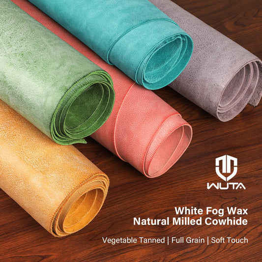 Vintage White Wax MBOX Leather Tumbled Cowhide Veg-Tanned Leather| WUTA