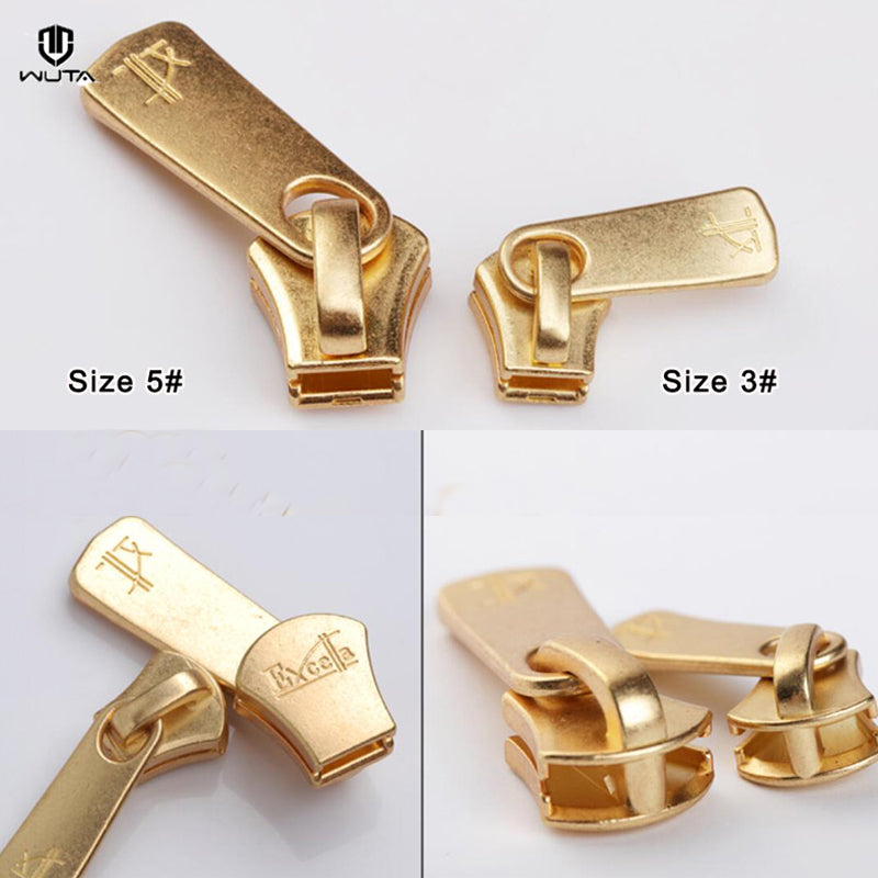 5pcs 3#/5# Excella Zipper Slider Pulls YKK Gold Metal Slider Pull | WUTA