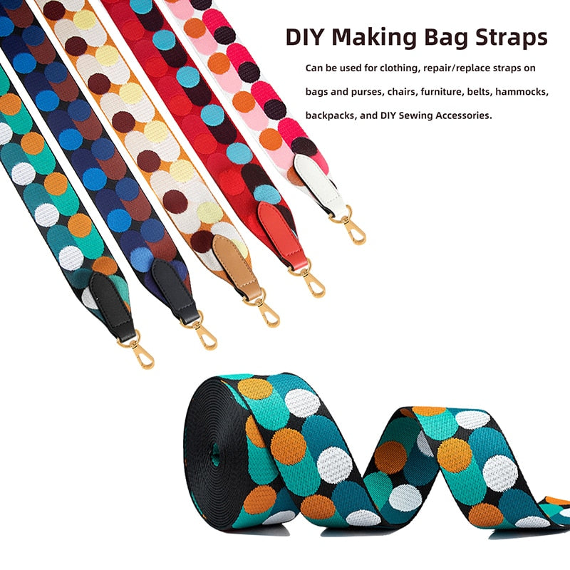 Polka Dot Webbing Straps for Bag Belt Nylon Webbing DIY Craft Strap Accessories 5 Meter 25/50mm | WUTA