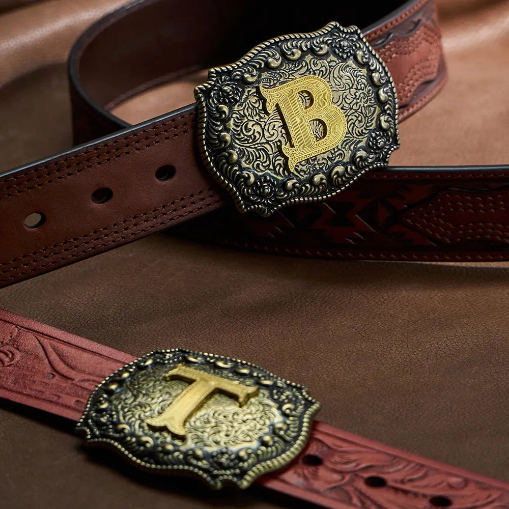 Vintage Cowboy Belt Buckles Western Rodeo Style Personalized Single Initial A-Z| WUTA