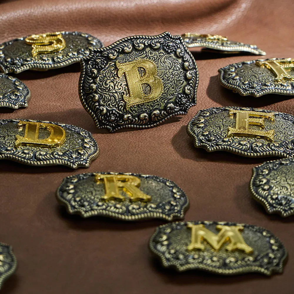 Vintage Cowboy Belt Buckles Western Rodeo Style Personalized Single Initial A-Z| WUTA