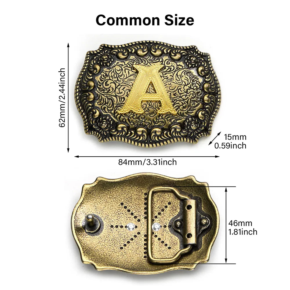 Vintage Cowboy Belt Buckles Western Rodeo Style Personalized Single Initial A-Z| WUTA