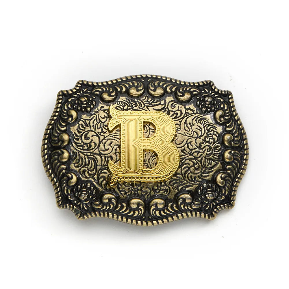 Vintage Cowboy Belt Buckles Western Rodeo Style Personalized Single Initial A-Z| WUTA