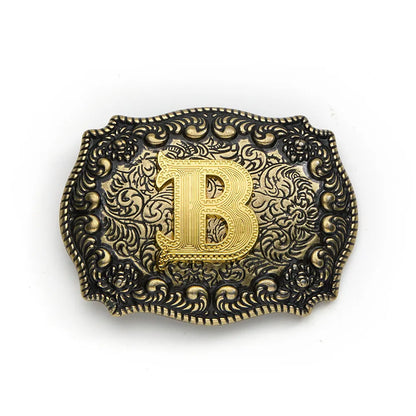 Vintage Cowboy Belt Buckles Western Rodeo Style Personalized Single Initial A-Z| WUTA