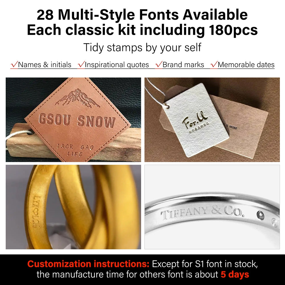 Custom Brass Stamping Letters Kit DIY Stamp Copper Numbers Alphabets Symbols Set | WUTA