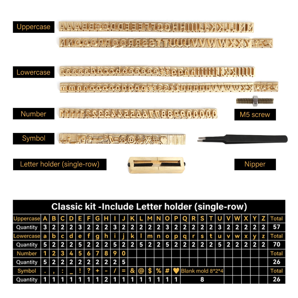Custom Brass Stamping Letters Kit DIY Stamp Copper Numbers Alphabets Symbols Set | WUTA