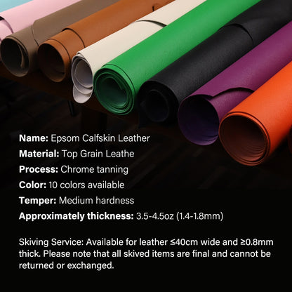 Epsom Calfskin Leather Top Grain Palm Pattern Leather 1/3/5 Sq.ft Irregular | WUTA