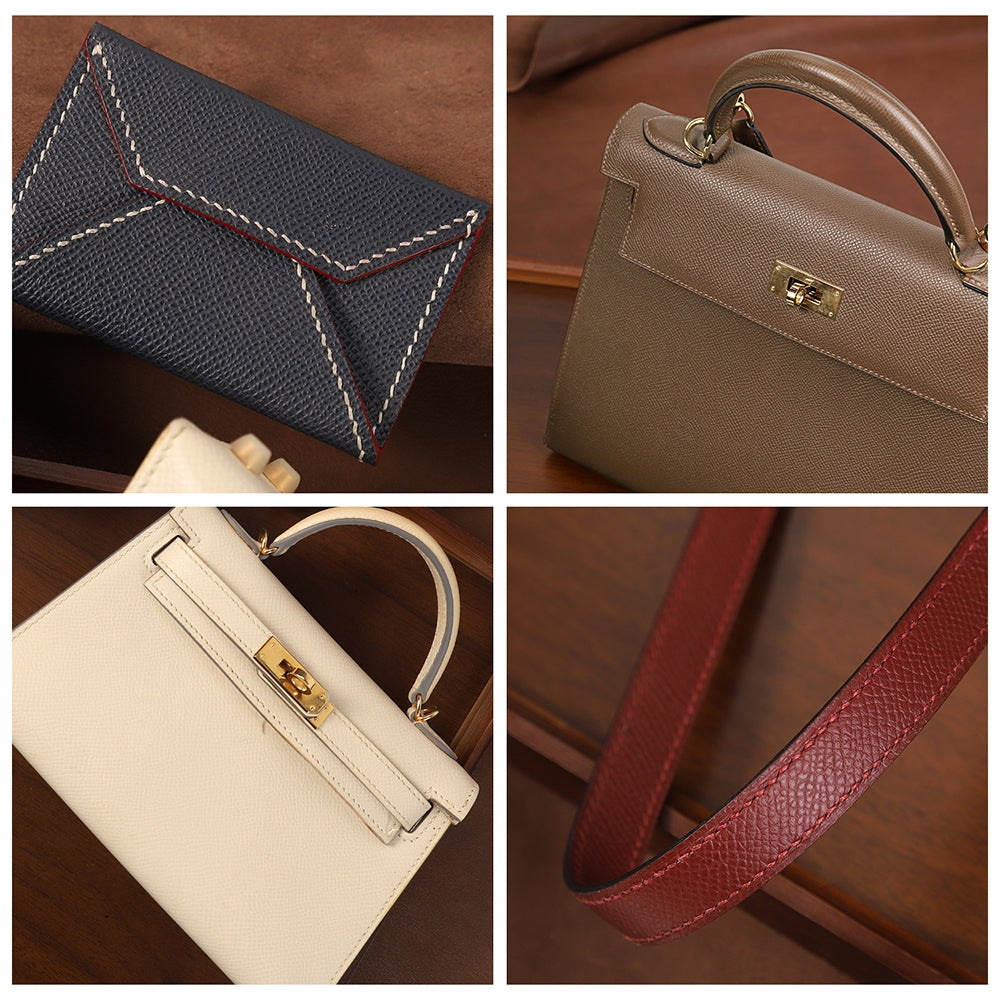 Epsom Calfskin Leather Top Grain Palm Pattern Leather 1/3/5 Sq.ft Irregular | WUTA