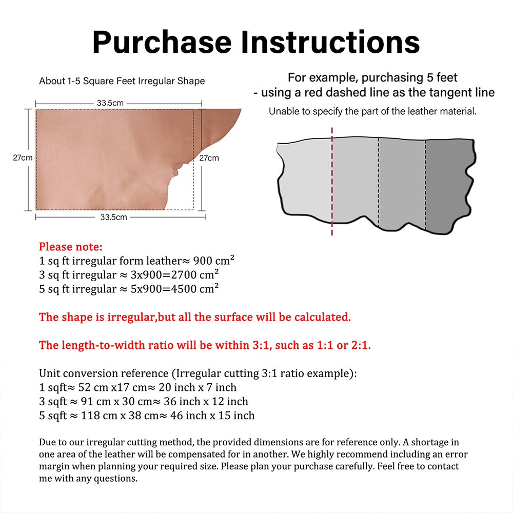 Epsom Calfskin Leather Top Grain Palm Pattern Leather 1/3/5 Sq.ft Irregular | WUTA