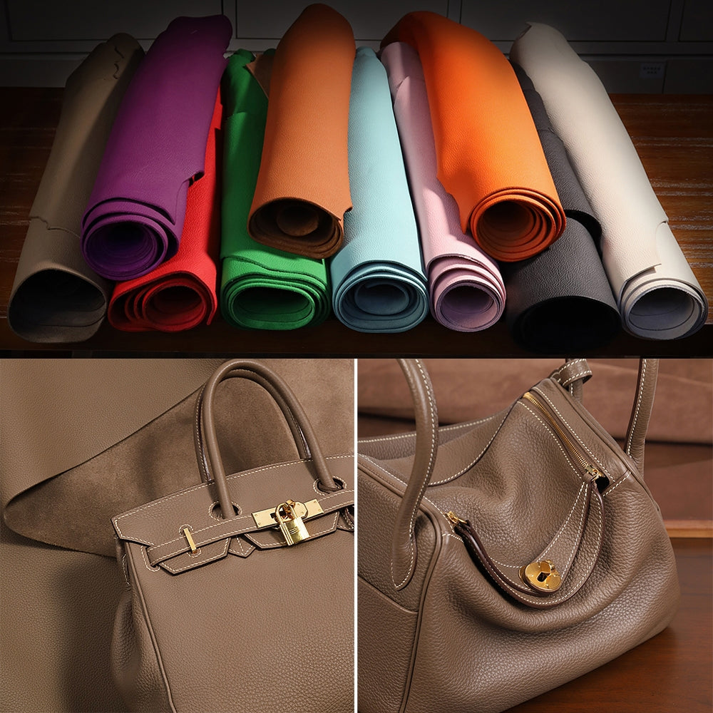 1/3/5 Sq.ft Togo Calfskin Leather Top Grain Pebbled Leather Fabric Lychee Cowhide Chrome Leather | WUTA