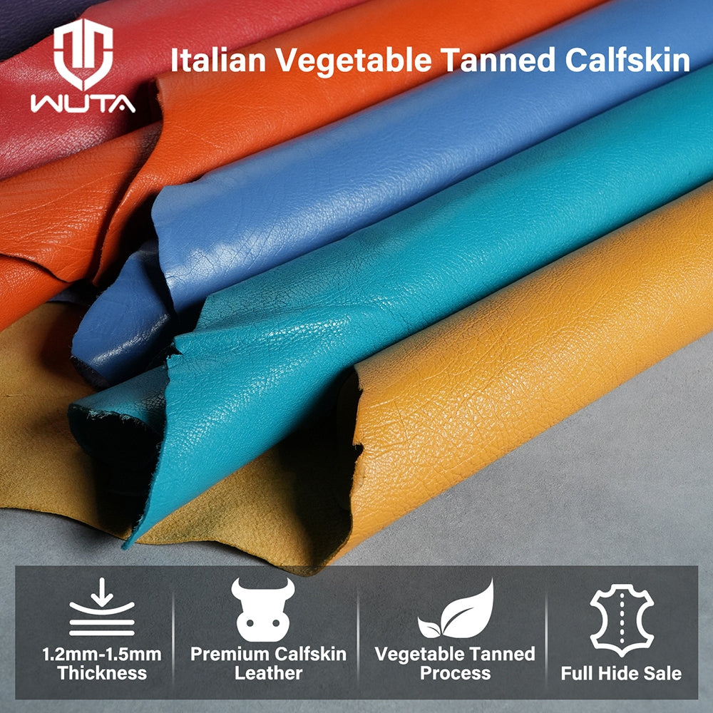 WUTA Italian Full Grain Vegetable Tanned Calfskin Leather Full Hide 3-4oz