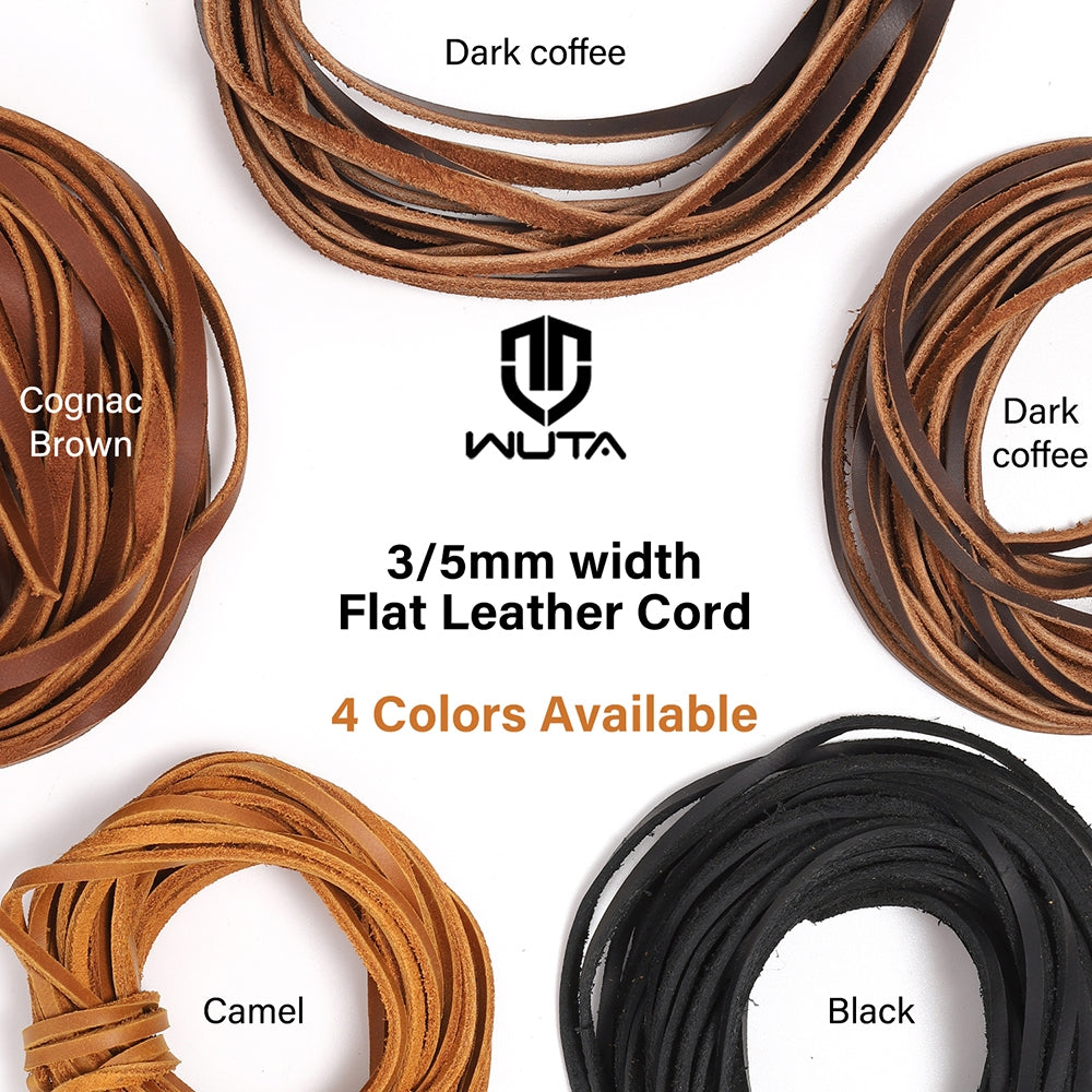 WUTA Flat Genuine Cowhide Leather Cord 1-5-10 Meters