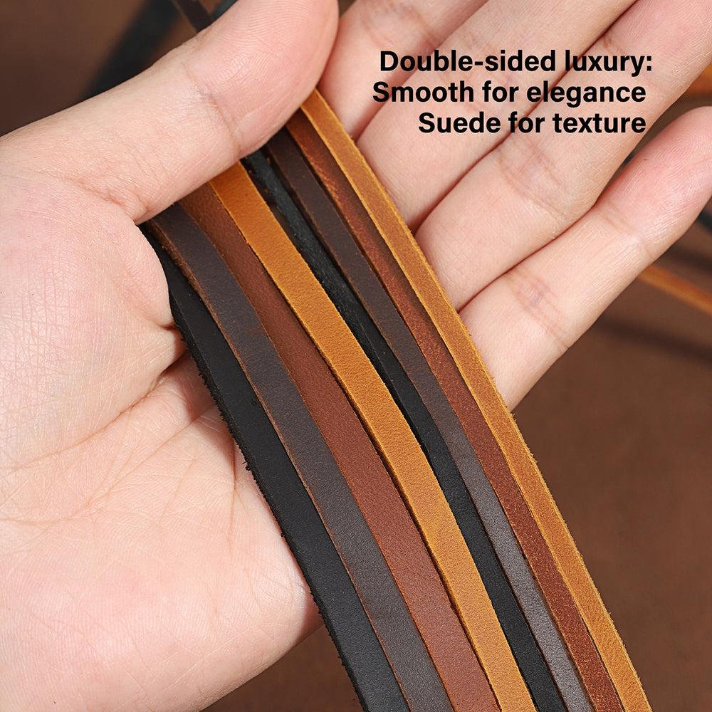 WUTA Flat Genuine Cowhide Leather Cord 1-5-10 Meters