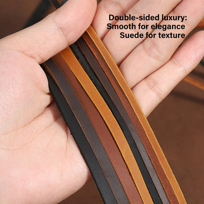 WUTA Flat Genuine Cowhide Leather Cord 1-5-10 Meters