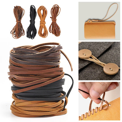 WUTA Flat Genuine Cowhide Leather Cord 1-5-10 Meters