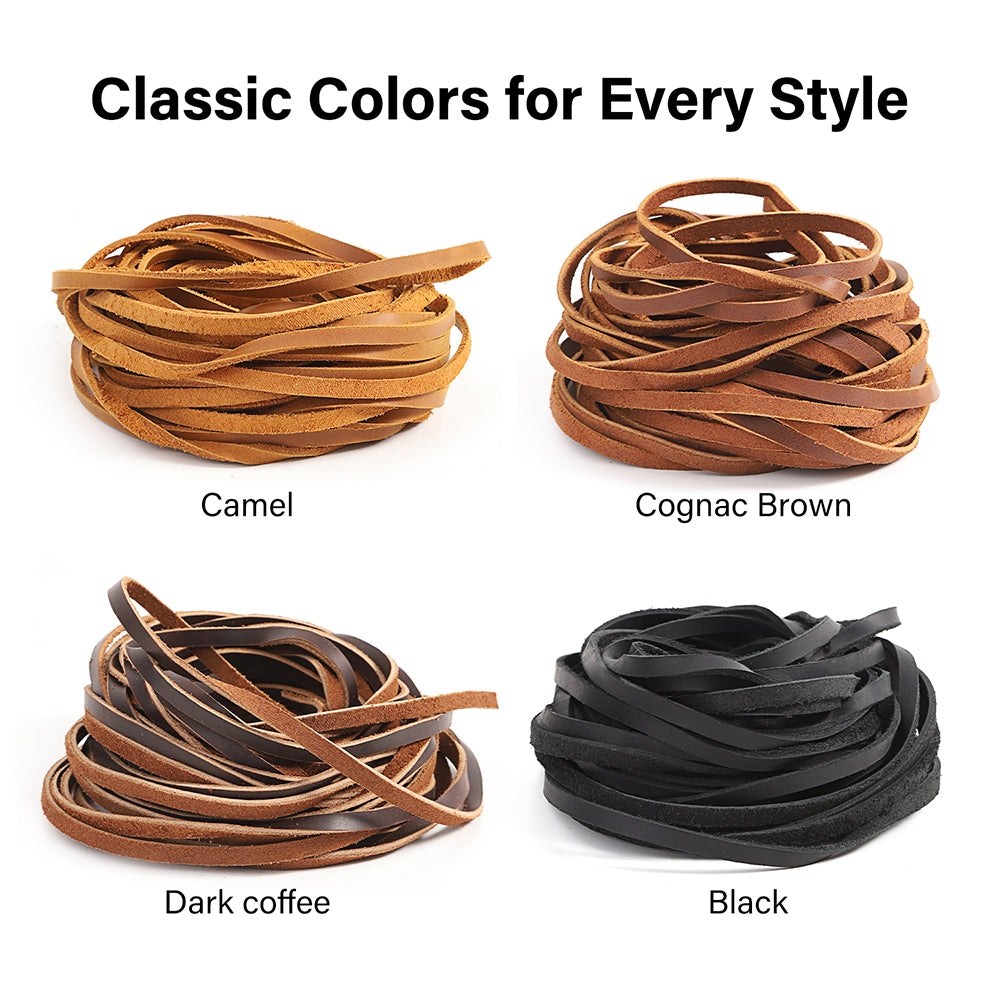 WUTA Flat Genuine Cowhide Leather Cord 1-5-10 Meters