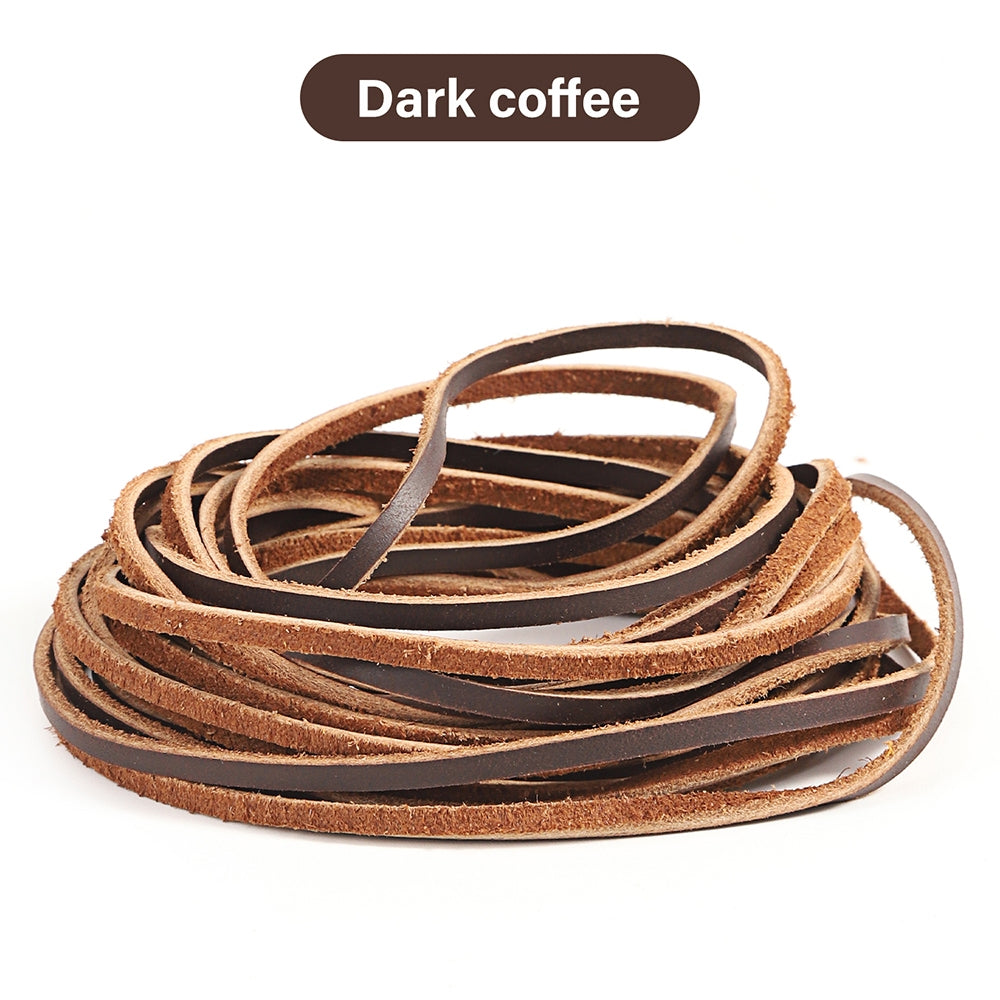 WUTA Flat Genuine Cowhide Leather Cord 1-5-10 Meters