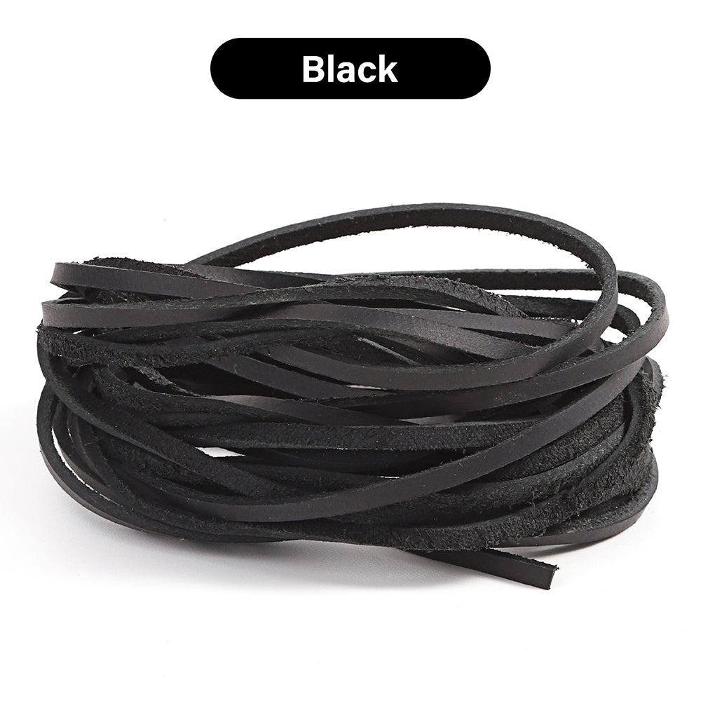 WUTA Flat Genuine Cowhide Leather Cord 1-5-10 Meters