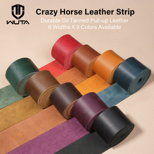 WUTA Pre-cut Full Grain Crazy Horse Leather Straps DIY Craft Pull-up Leather Strip
