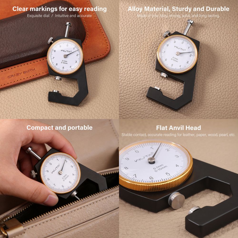 WUTA Leather Thickness Gauge Measuring Tools 0-10mm/0.1mm