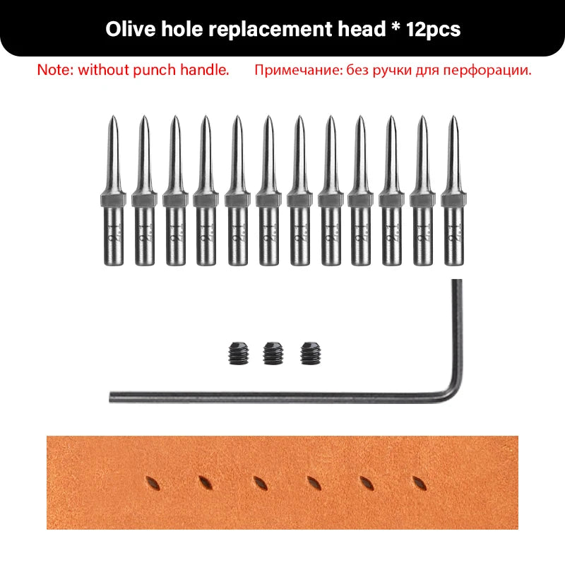 3G Leather Punches Head Replaceable Pricking Iron Removable Diamond Olive Round Hole French Style Chisel DIY Craft Tools| WUTA