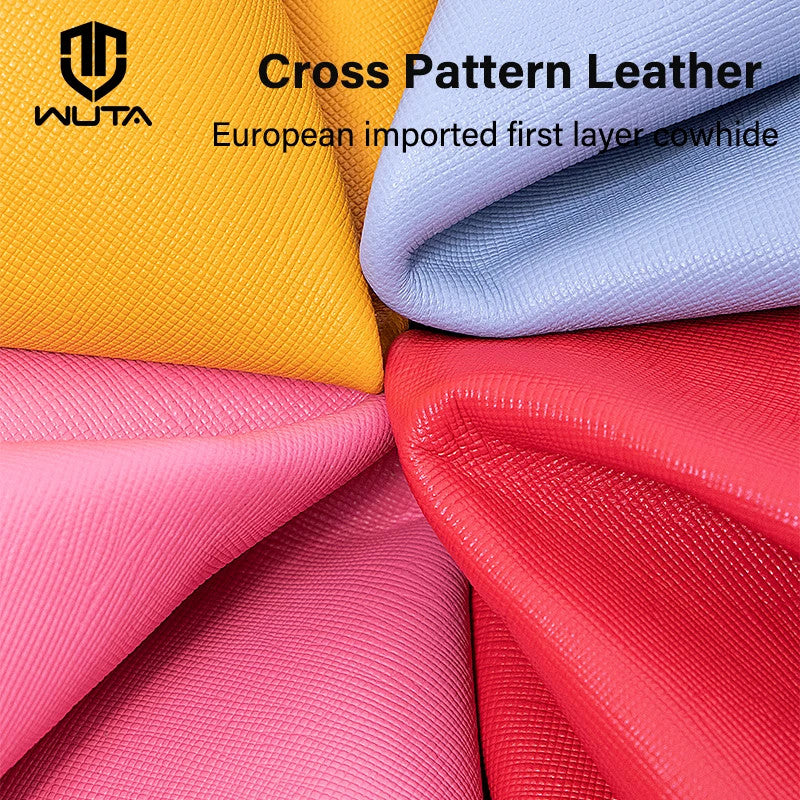 Irregular First Layer Cowhide Genuine Leather Cross Pattern Leather |WUTA