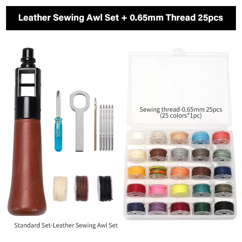 Leather Sewing Awl  Kit Leathercraft Stitch Awl Tool Set | WUTA