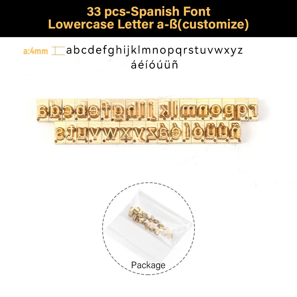 Customized French/German/Spanish Alphabet Brass Stamps Set for Leather Embossing | WUTA