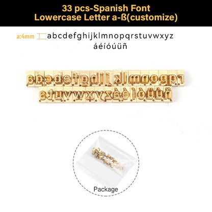 Customized French/German/Spanish Alphabet Brass Stamps Set for Leather Embossing | WUTA