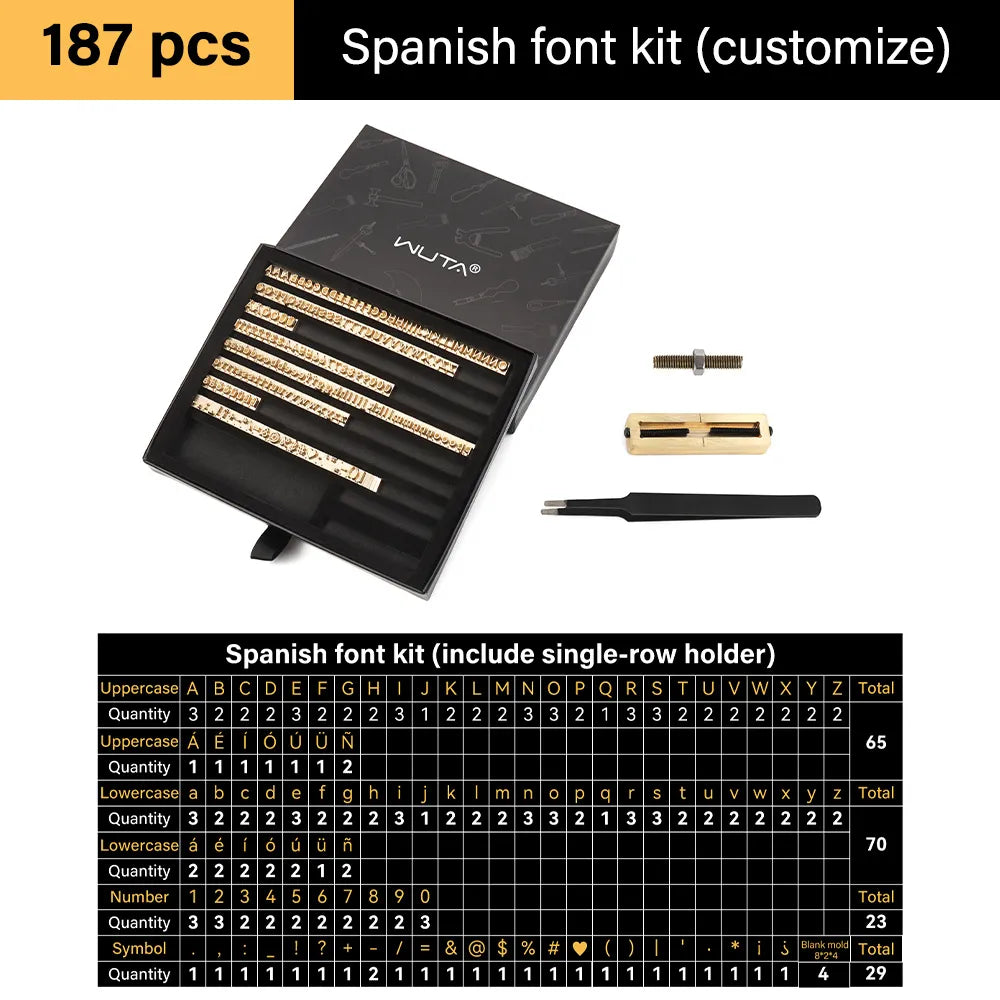 Customized French/German/Spanish Alphabet Brass Stamps Set for Leather Embossing | WUTA