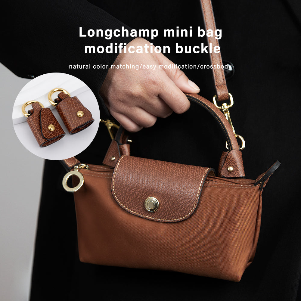 WUTA Bag Transformation for Longchamp mini Straps Punch-free Long Real Leather Shoulder Strap Crossbody Strap