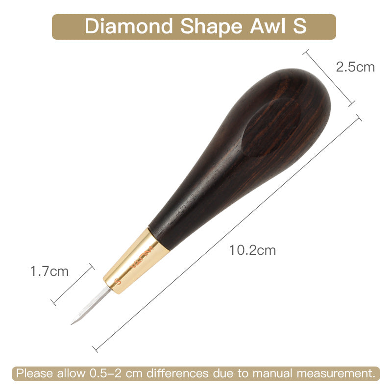 WUTA Diamond Shape Stitching Awl Ebony Blackwood Handle Leather