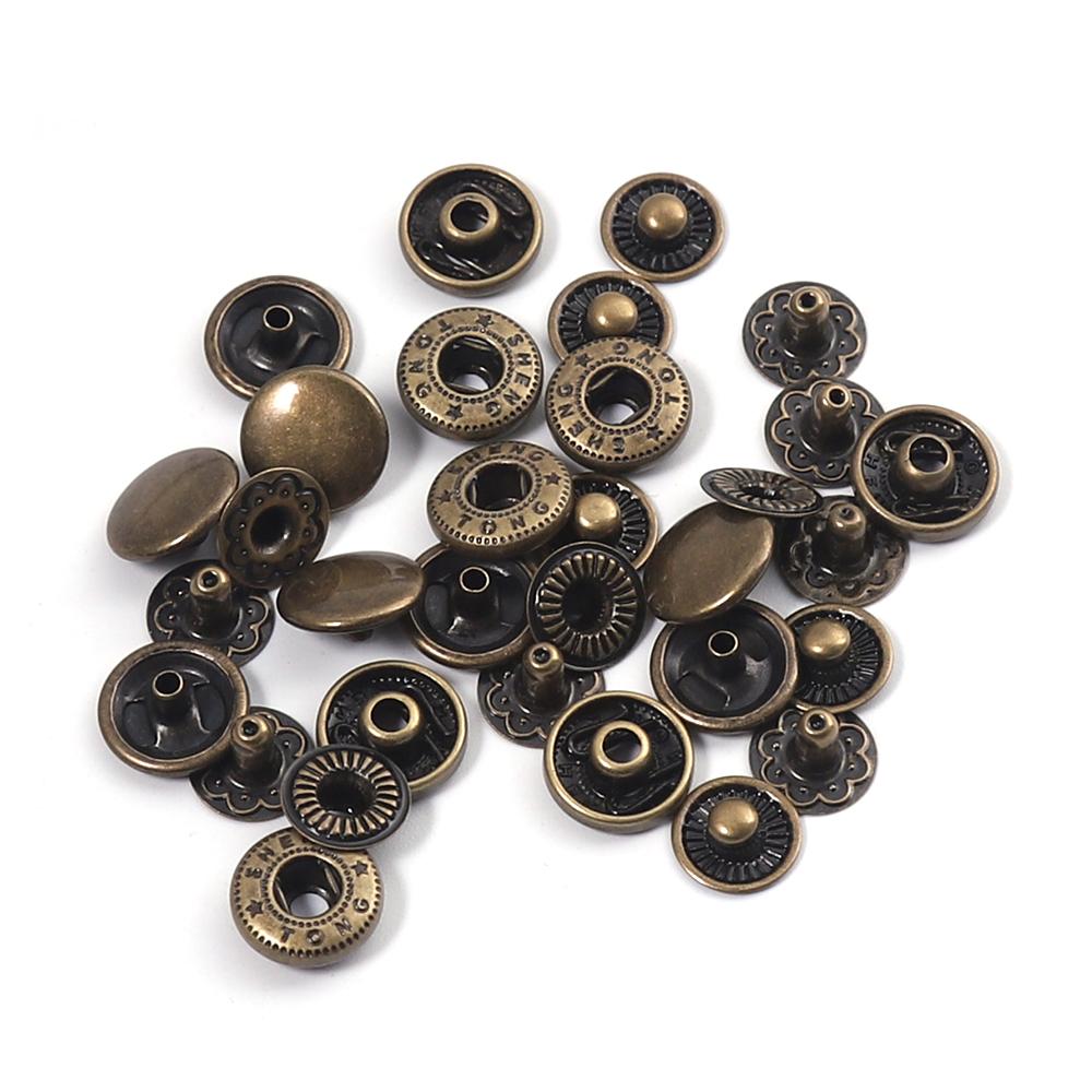 WUTA 20set Solid Brass Snap Fasteners Metal Snaps Button Press Studs fai da te Pelle Craft Tools Accessori di cucitura 8/10/12.5/15mm