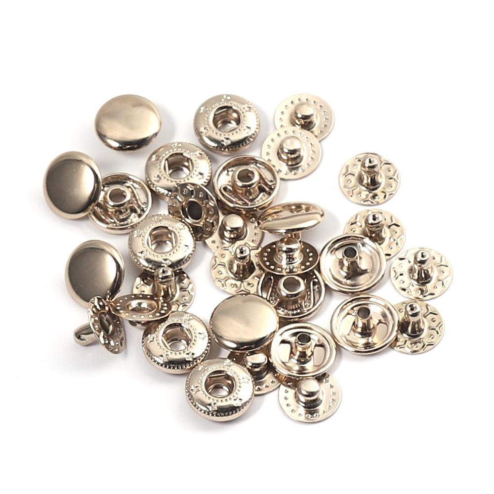 WUTA 20セットSolid Brass Snap Fasteners Metal Snaps Button Press Studs DIY Leather Craft Tools Sewing Accessories 8/10/12.5/15mm