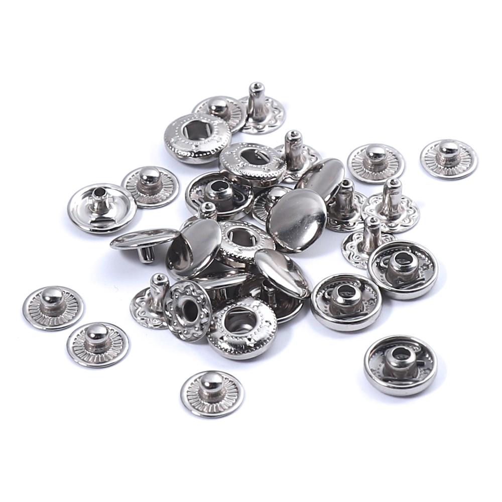 Meetee 10/25/50/75Sets 15mm Stainless Steel Silver Snap Button