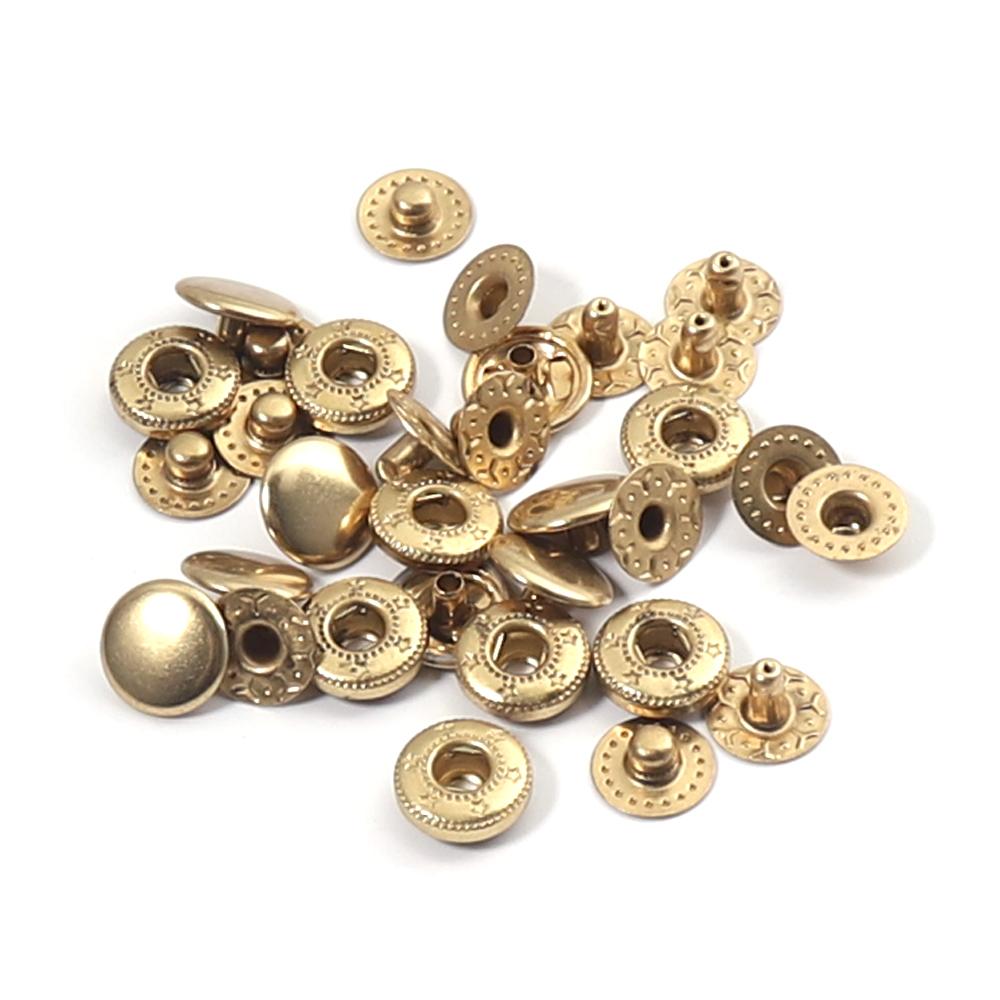 WUTA 20セットSolid Brass Snap Fasteners Metal Snaps Button Press Studs DIY Leather Craft Tools Sewing Accessories 8/10/12.5/15mm