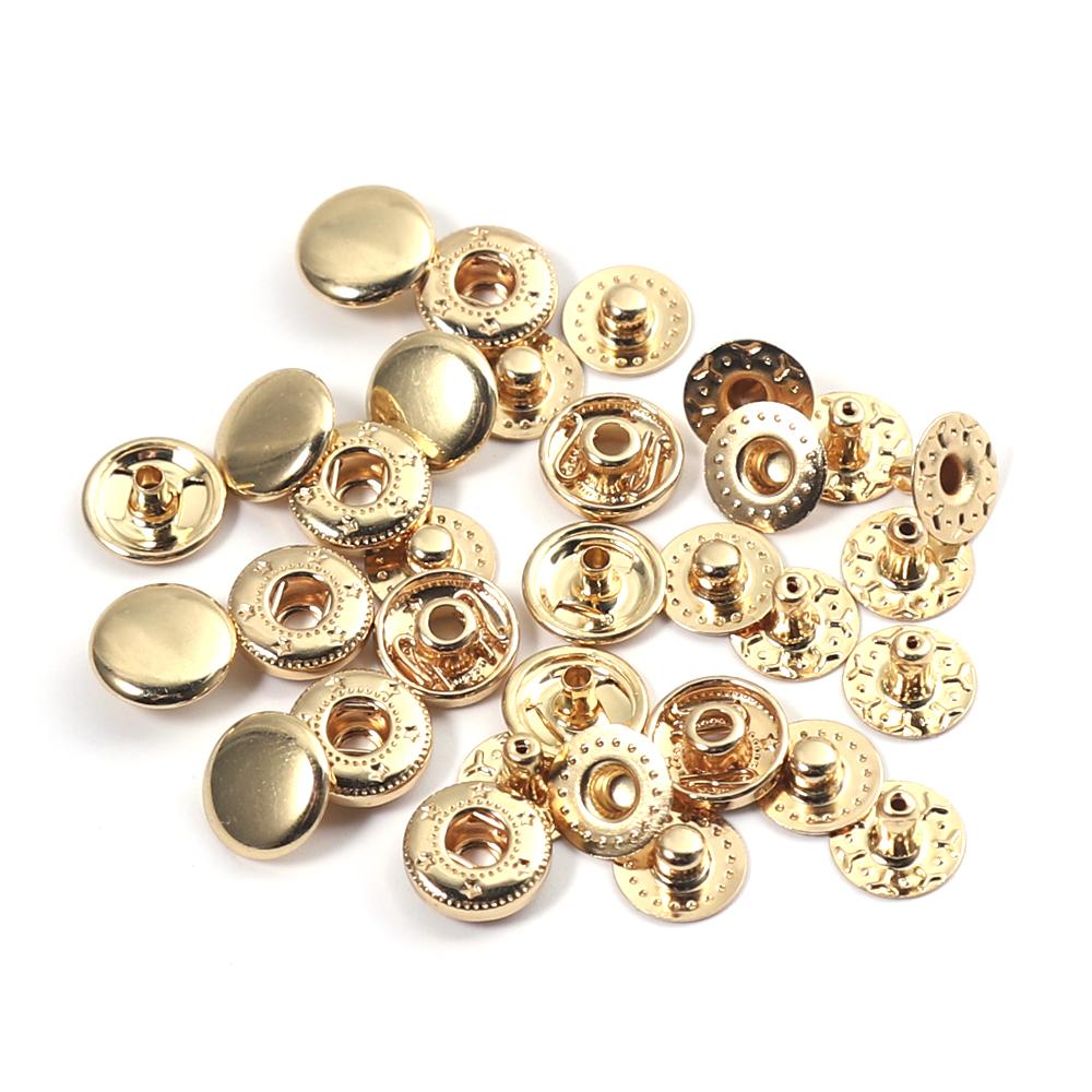 WUTA 20set Solid Brass Snap Fasteners Metal Snaps Button Press Studs fai da te Pelle Craft Tools Accessori di cucitura 8/10/12.5/15mm