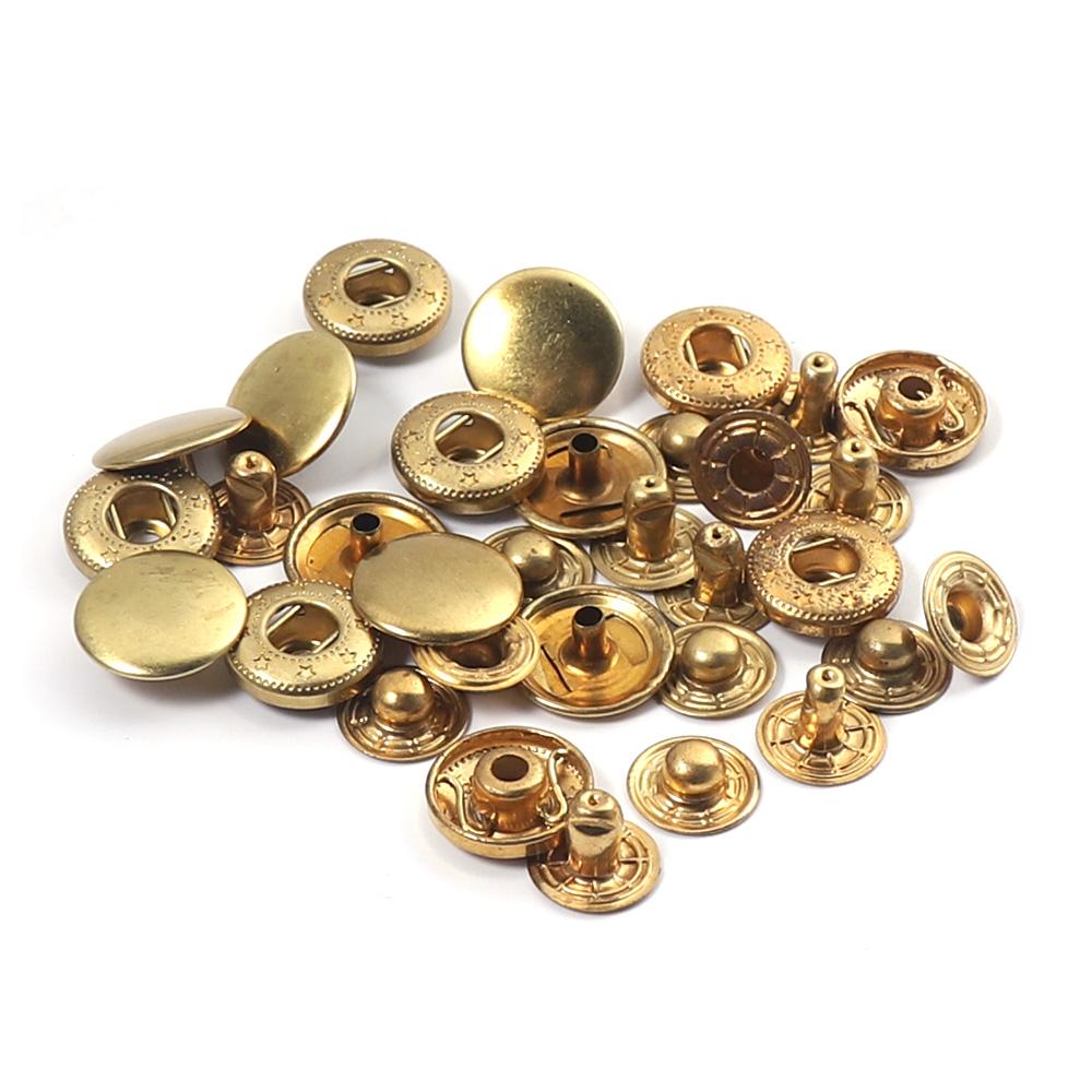 20set Solid Brass Snap Fasteners Metal Snaps Button 8/10/12.5/15mm | WUTA