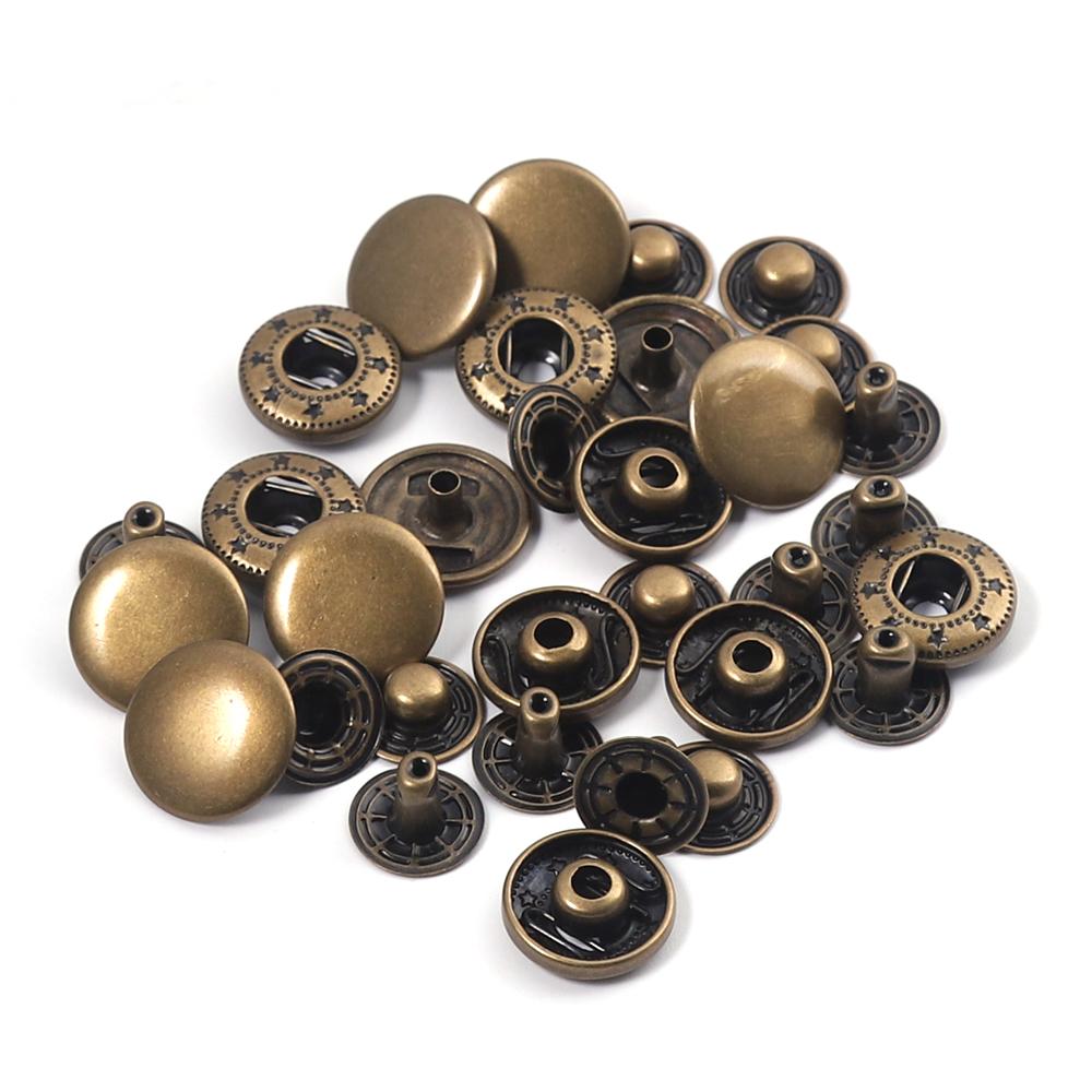 WUTA 20セットSolid Brass Snap Fasteners Metal Snaps Button Press Studs DIY Leather Craft Tools Sewing Accessories 8/10/12.5/15mm