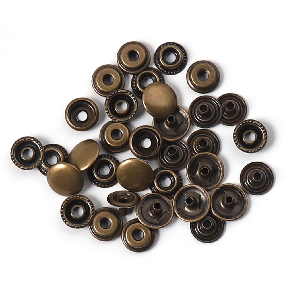 WUTA 20set / Pack Messing Leder Druckknöpfe Heavy Duty Poppers Leder Craft Zubehör Nähknopf 12,5 / 15mm 2 Größe für die Auswahl