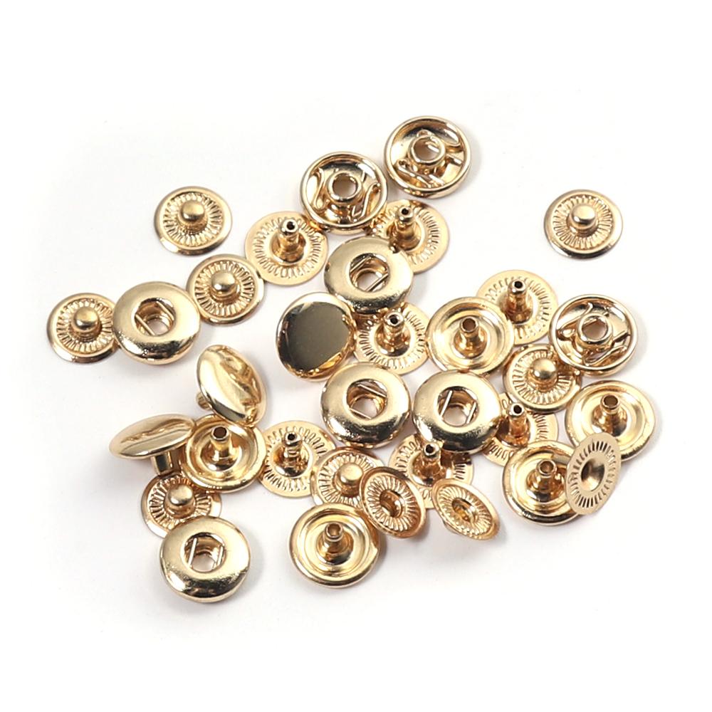 WUTA 20セットSolid Brass Snap Fasteners Metal Snaps Button Press Studs DIY Leather Craft Tools Sewing Accessories 8/10/12.5/15mm