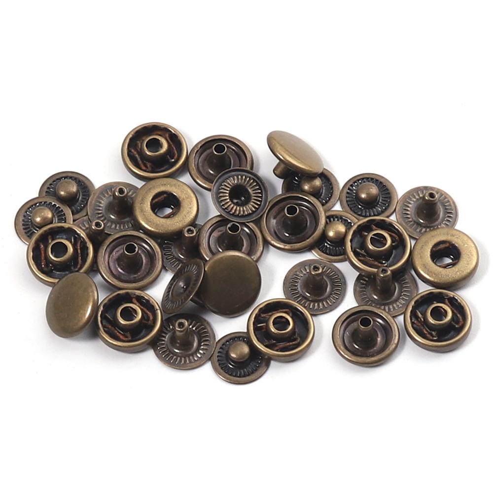 WUTA 20セットSolid Brass Snap Fasteners Metal Snaps Button Press Studs DIY Leather Craft Tools Sewing Accessories 8/10/12.5/15mm