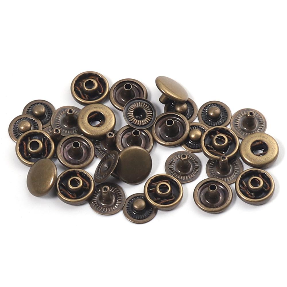 20 Sets Metal Snap Buttons Nickel Brass Sew On Snap Fasteners (10mm)
