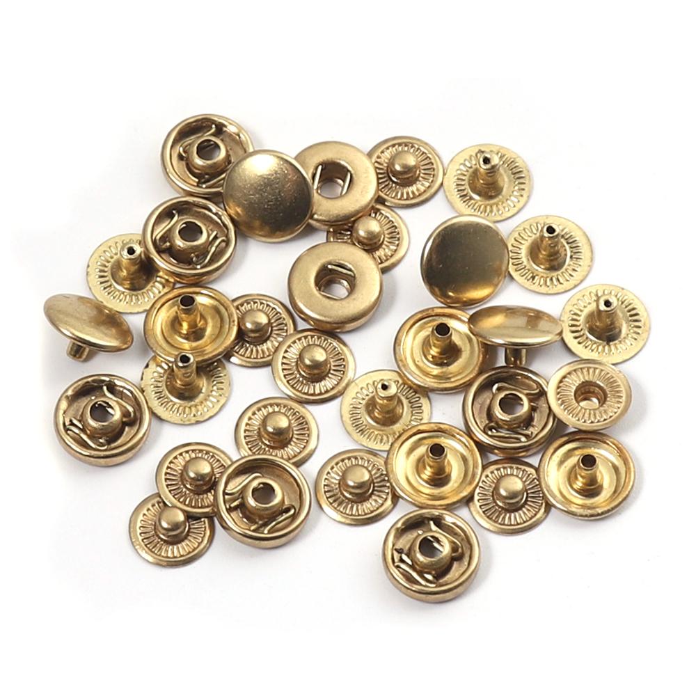 20set Solid Brass Snap Fasteners Metal Snaps Button 8/10/12.5/15mm | WUTA