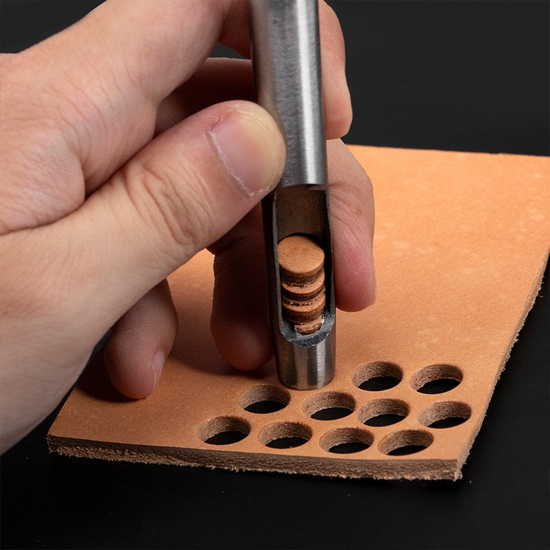 2.5mm Leather Hole Punch Leather Stitch Punch Leather Corner Punch Leather  Tools Pricking Irons for Leather 5 mm Round Hole (8mm spacing (2+4+6))